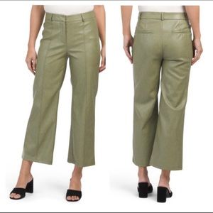 7 for all mankind green cropped leather pants